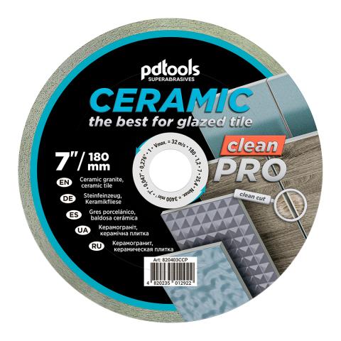 Круг алмазний вiдрiзний 1A1R 180 СERAMIC CLEAN PRO для стаціонарного обладнання 