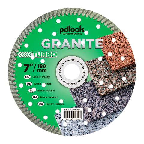 Круг алмазний вiдрiзний GRANITE  1A1R 180 TURBO для ручного інструменту